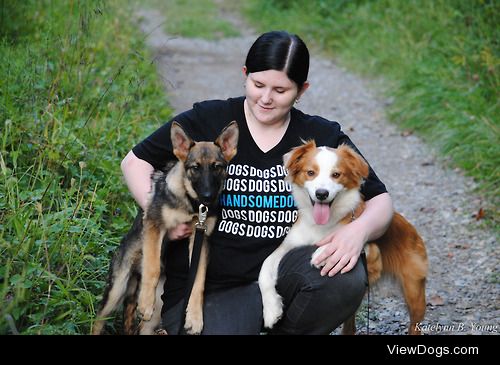shepherd-tails:

9/12/2014
Me with two of my three shepherds,…