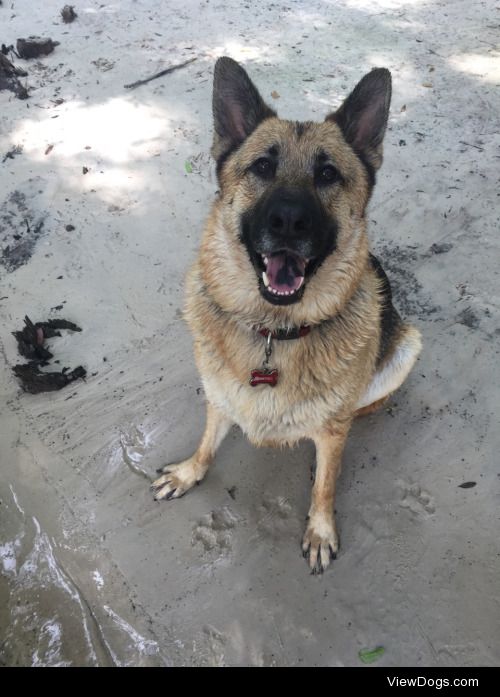 water makes him very happy :)